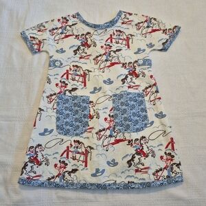 Vintage Hopscotch designs size small cowpokes dress 2 front pockets VGUC